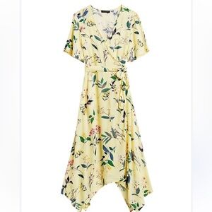 Banana Republic Yellow Handkerchief Hem Wrap Dress Size 6
